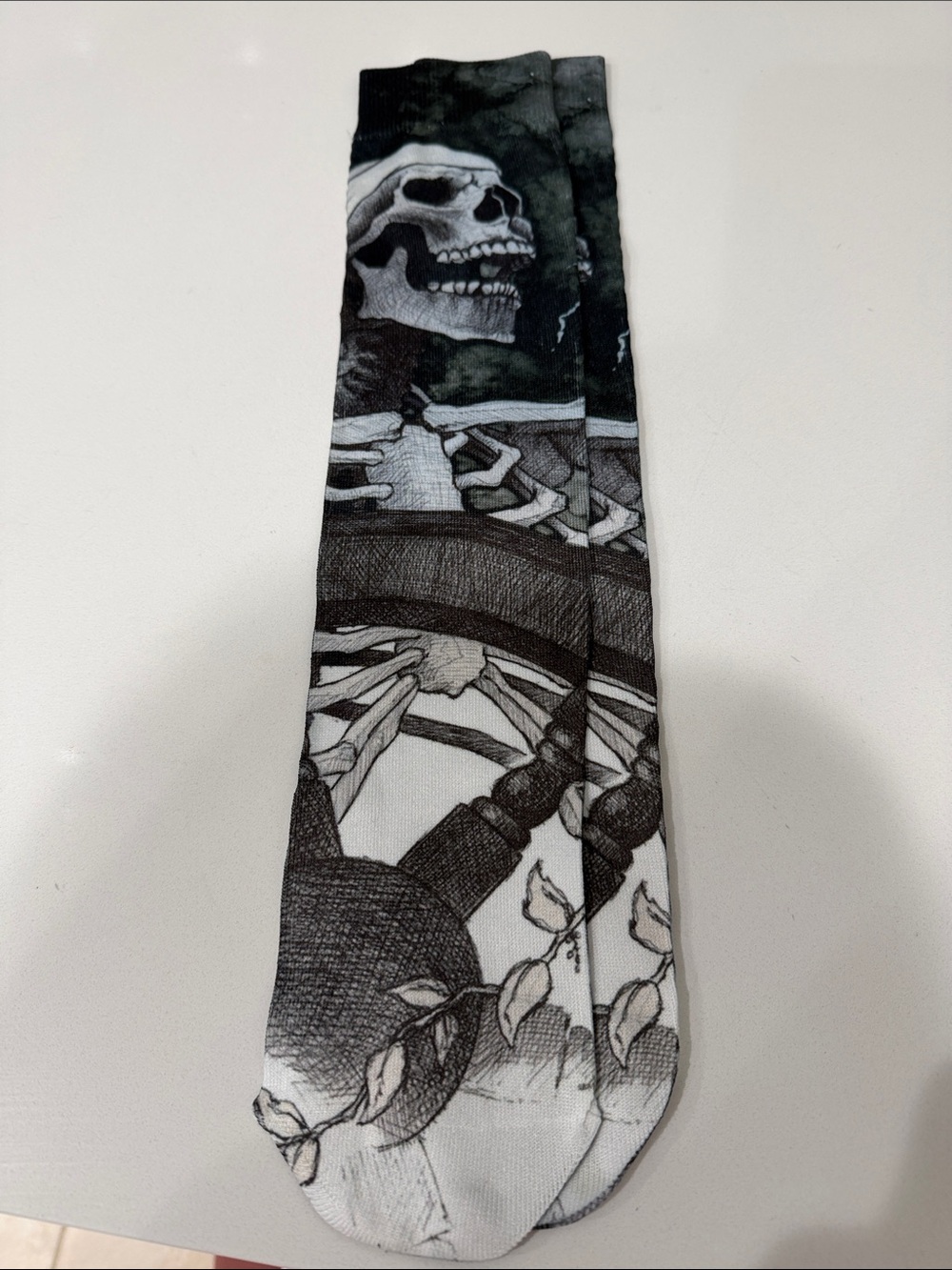Disney Black & White Skeleton Graphic Crew Socks by Artist Kevin John. 🩷🩷🩷🩷